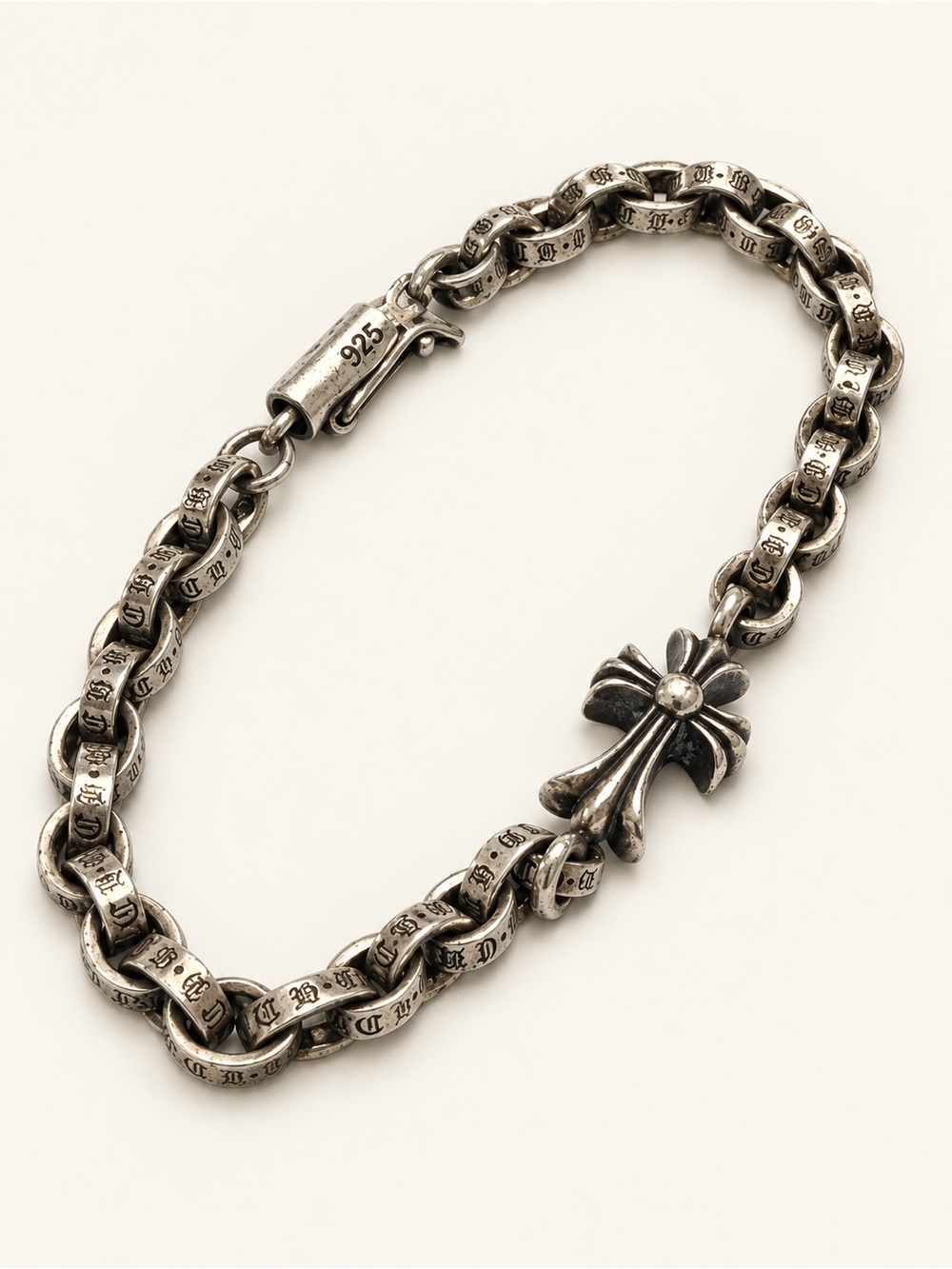 Chrome Hearts Paper Chain Bracelet w/ Cross .925 Sterling Silver - Picture 8 of 8